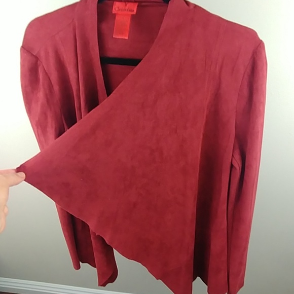 Like NEW V Christina Orange Red Suede Cardigan M - Picture 2 of 7